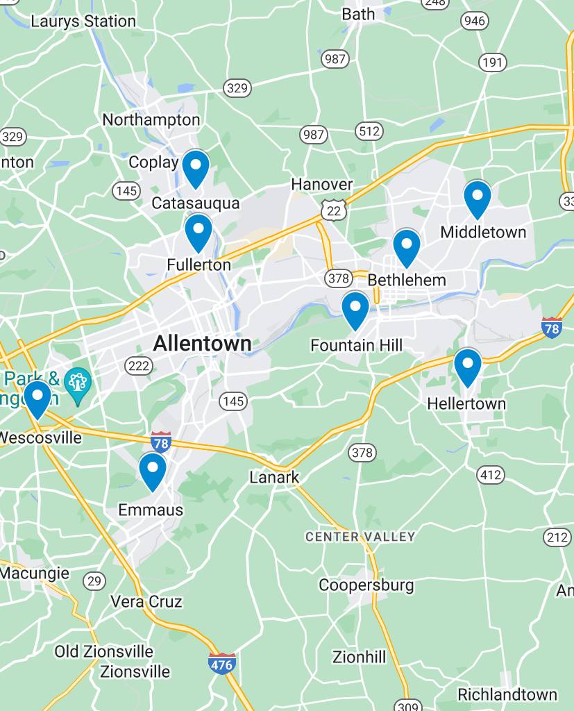 Map of Allentown, PA