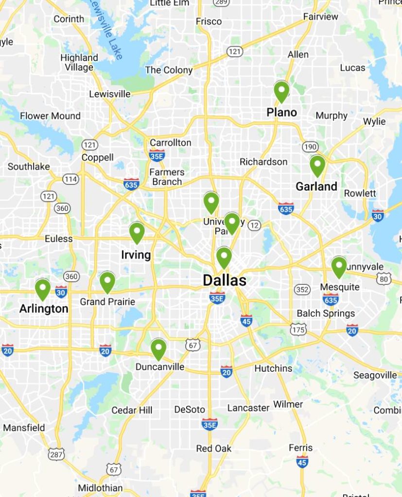 Map of Dallas, TX