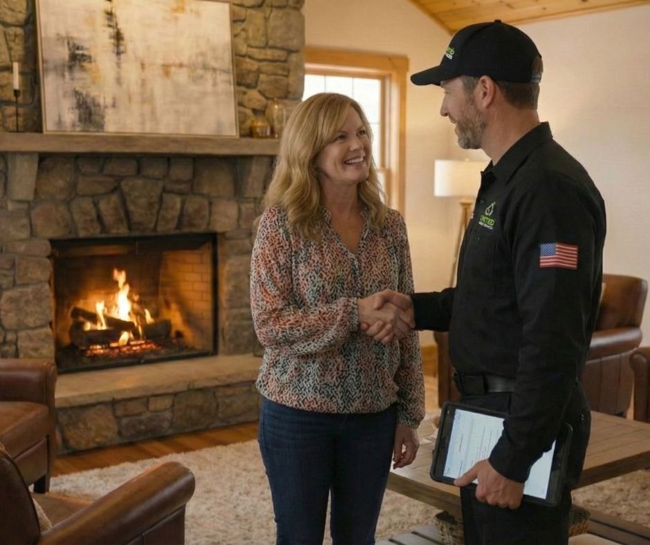 gas fireplace tech meeting costumer