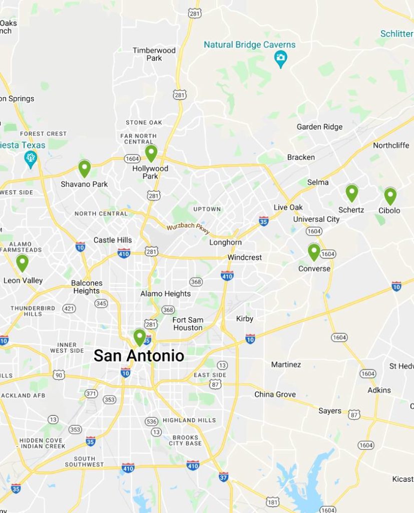 Map of San Antonio, TX