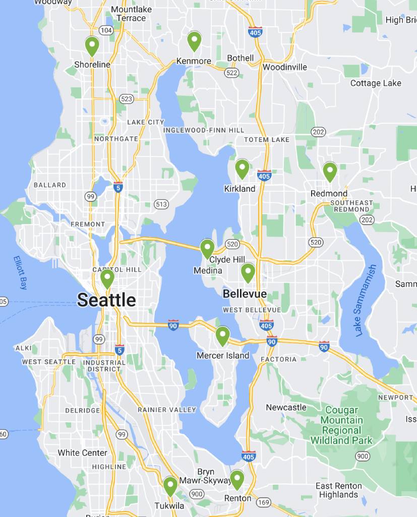 Map of Seattle, WA